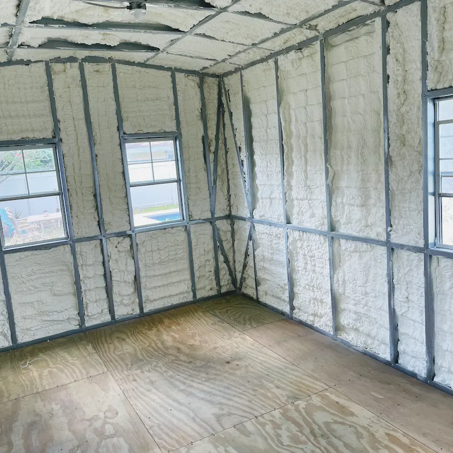 Closed-cell spray foam insulation applied to wall cavities in a residential project in Marana